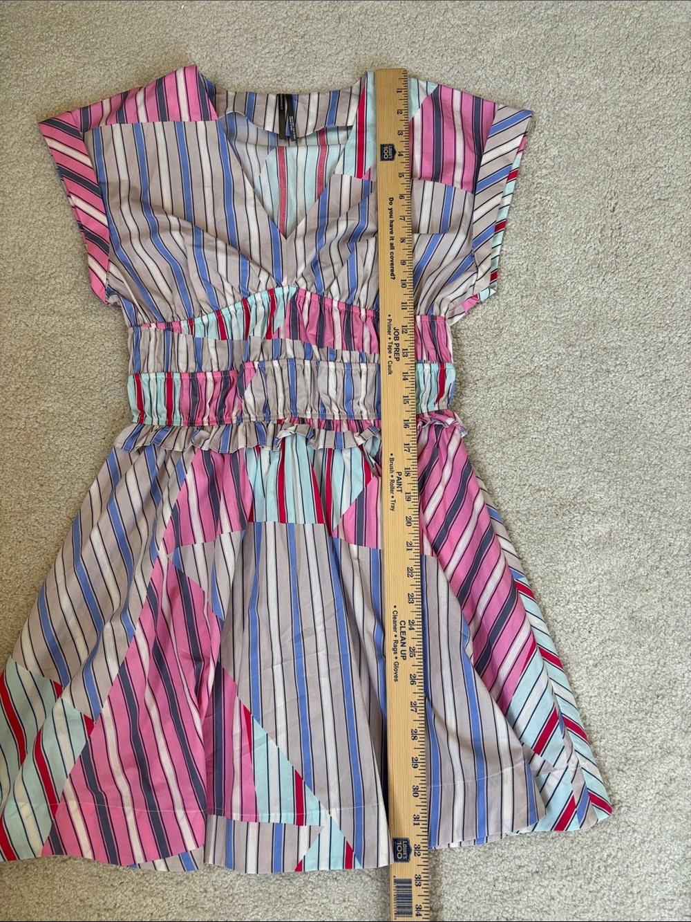 Anthropologie Vneck Striped Stretch Mini Dress Beach Travel College Womens Small - Picture 14 of 16